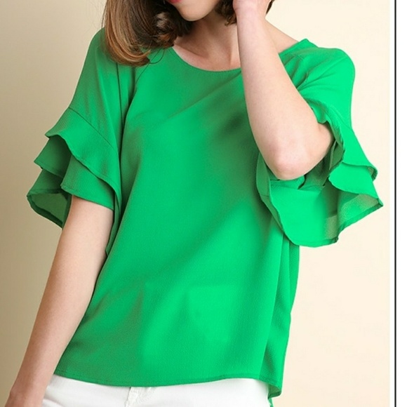 umgee ruffle sleeve top